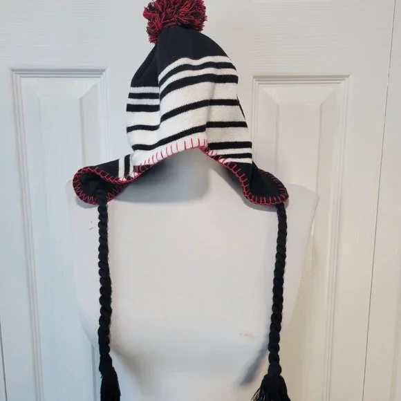 HOT TOPIC Disney Kingdom Hearts Heartless White Black Peruvian-Style Beanie RARE HOT TOPIC Disney Kingdom Hearts Heartless White Black  main image 3